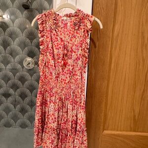 Poupette St. Barth Red and Pink Floral Mini Dress